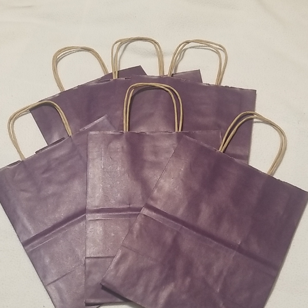 GIFT BAGS (6)  PURPLE, 8" X 10" With Handles, NWT Recycled Materials